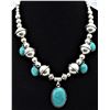 Image 2 : Turquoise Framed Oval Pendants Necklace, Earrings