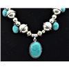 Image 3 : Turquoise Framed Oval Pendants Necklace, Earrings