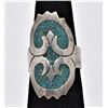 Image 1 : Taxco Sterling Chip Inlay Turquoise Ring, Sz 6.5