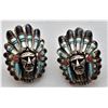 Image 1 : Vintage Zuni Sterling Inlay Chief's Head Earrings