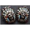 Image 3 : Vintage Zuni Sterling Inlay Chief's Head Earrings