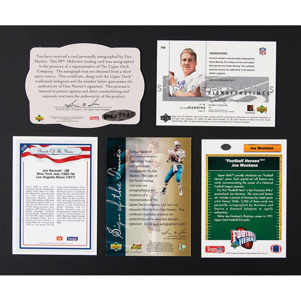 Hall of Fame Quarterbacks (5) Signed Football Cards