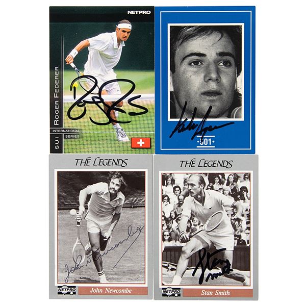 Tennis Greats (4) Signed Trading Cards