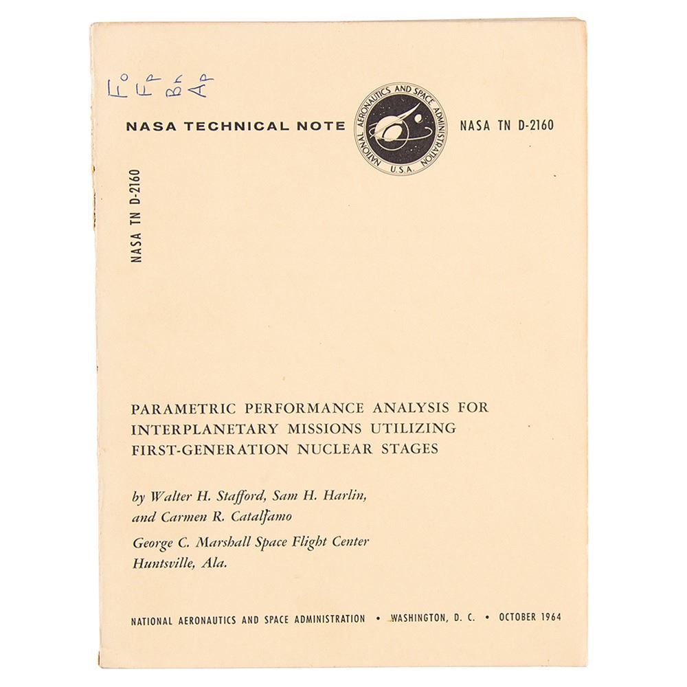 Nasa Math Note Paper NASA Technical Note: Nuclear Performance Analysis for Interplanetary ...