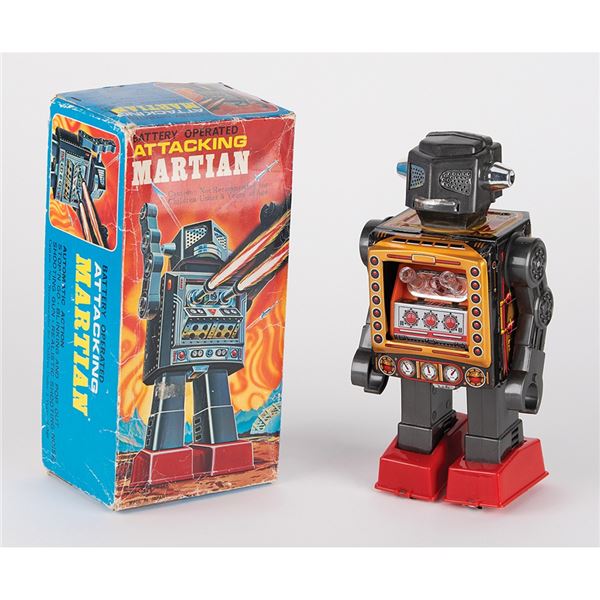Robot Marcheur à Pile En Tôle - Attacking Martian - Horikawa Japan Box 1967 Version Noire P Image 556891 Grande Robot Marcheur à Pile En Tôle - Attacking Martian - Horikawa Japan Box 1967 Version Noire P Image 556891 Grande