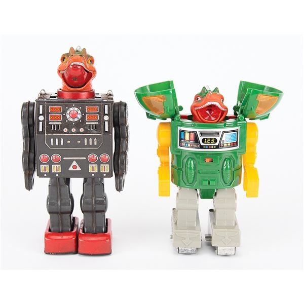 Vintage Lot of (2) Dino Robots (Horikawa and Tawainese Clone) from the collection of Andres Serrano