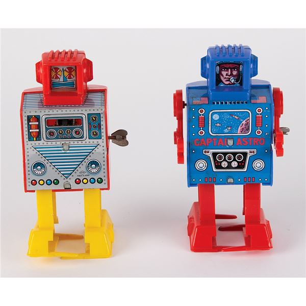 Vintage Lot of (2) Wind-up Space Robots by Mego/Hiro from the collection of Andres Serrano