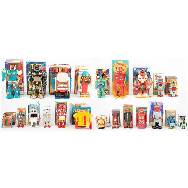 Vintage Lot of (22) Boxed Robots from the collection of Andres Serrano