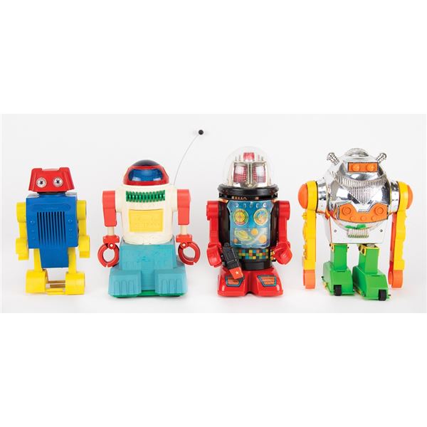 Vintage Lot of (4) Third Generation Battery-Operated Toy Robots from the collection of Andres Serran