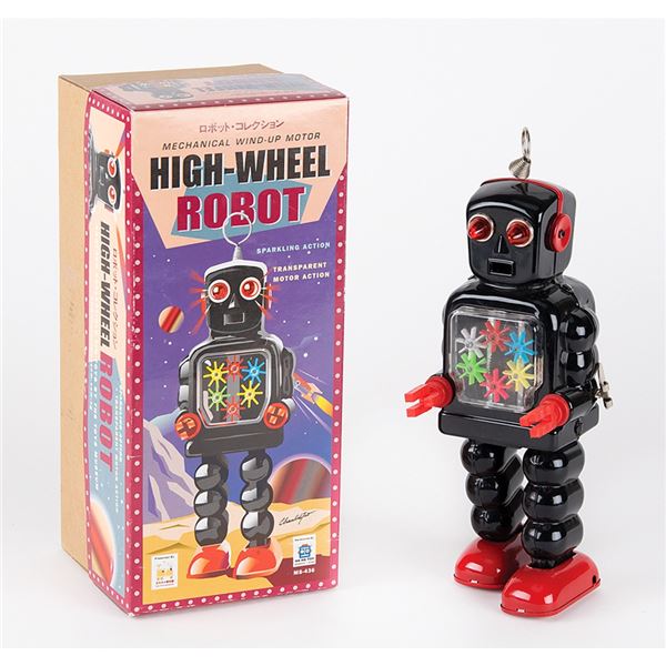 High-Wheel Wind-up Robot by Ha Ha Toy from the collection of Andres Serrano