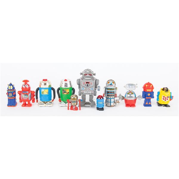 Vintage Lot of (11) Wind-up Robots from the collection of Andres Serrano