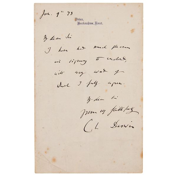 Charles Darwin Autograph Letter Signed