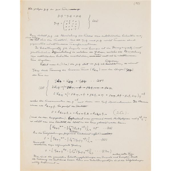 Albert Einstein Handwritten Scientific Manuscript