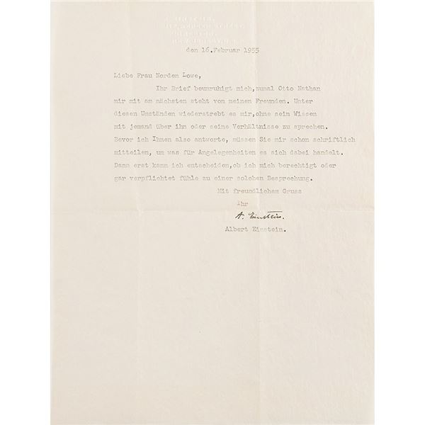 Albert Einstein Typed Letter Signed