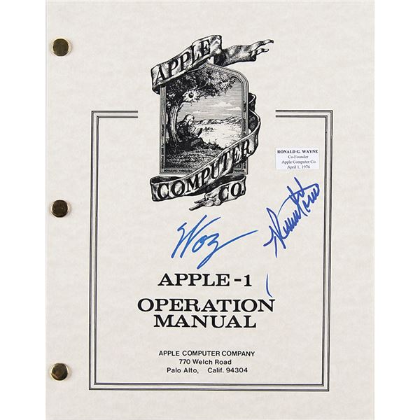 Steve Wozniak and Ron Wayne Signed Apple-1 Replica Manual