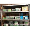 Image 8 : Large lot of assorted misc. screws w/industrial shelving & wooden table - includes washers/nuts /fas