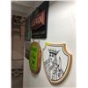 Image 1 : Group of 4 plastered signage - the baker and the chef; a kings crest sleemans beer sign; and a large