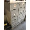 Image 2 : Group of 4 Vertical 4 door metal filing cabinet & 1 white 6 pocket book shelf