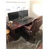 Image 2 : Contents of office includes desk credenza/office chair/2 Dell 28 inch monitors/gaming pc/ 1 book she