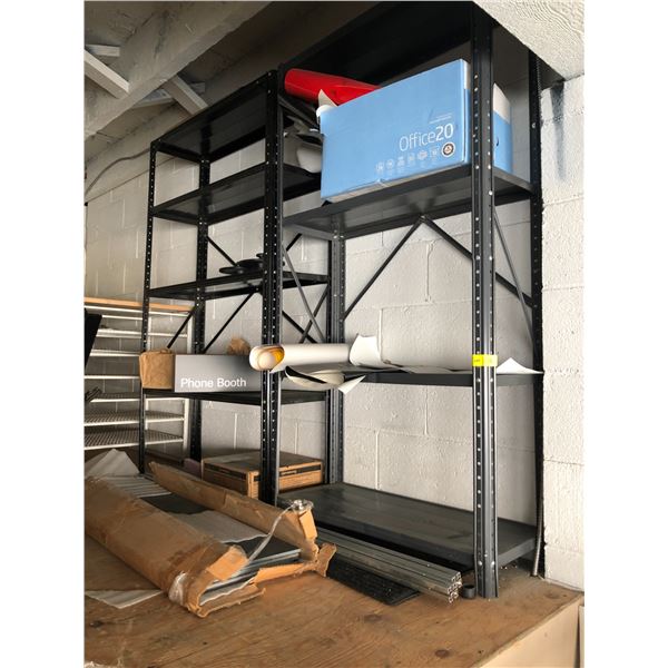 Group of 3 shelving & step ladder - includes 2 black metal racks & 1 ...