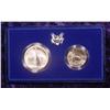 Image 1 : 13. 1986 Statue of Liberty BU Two-Piece Set. Silver.