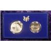 Image 1 : 14. 1986 Statue of Liberty BU Two-Piece Set. Silver.