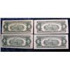 Image 2 : 246. 1953 Series Set of 4 Red Seal $2 U.S. Notes. VG-F