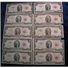 Image 1 : 251.  (10) Mixed Series $2 U.S. {Red Seal} Notes. AG-VF