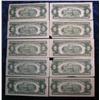 Image 2 : 251.  (10) Mixed Series $2 U.S. {Red Seal} Notes. AG-VF