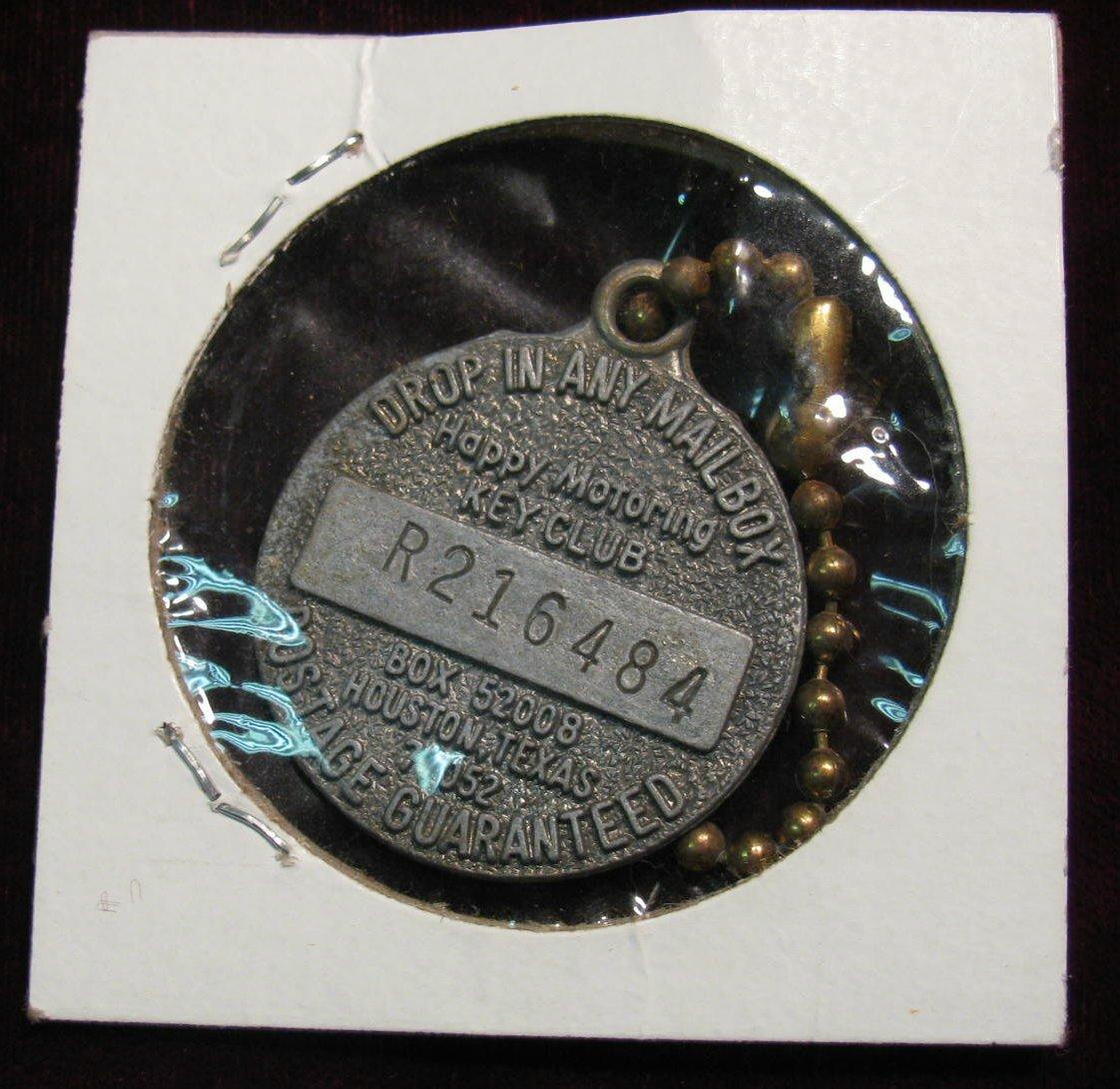 487. Esso Gasoline Happy Motoring Key Club Houston Texas Tey Tag.