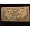 Image 2 : 573. 1943 Commonwealth Of The Philippines Ten Peso Emergency Currency Note.