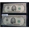 Image 1 : 665. (2) Series 1977 $5 Federal Reserve Notes CU. Both with wide reverse margins.
