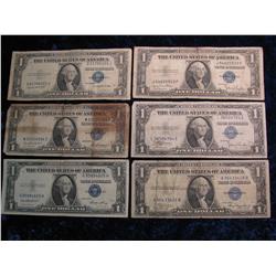 683. Set of Series 1935A, C, D, E, F, & G $1 U.S. Silver Certificates. Circ.