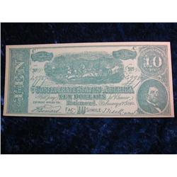 732. Economy Clothing Co. Elgin,Ill. $10 Confederates States Fac-smile Advertising Note.