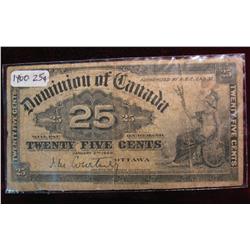 953. Series 1900 Canada 25c Note. VG.