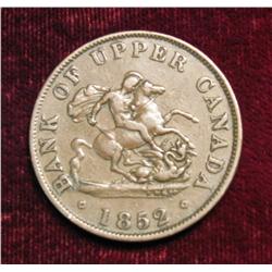 1055. 1852 Canada Half-Penny Bank Token.
