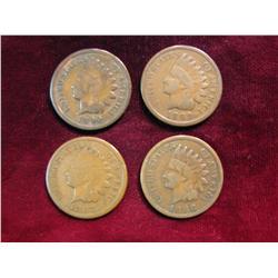 1113. 1887, 88, 89 & 90 Indian Head Cents.