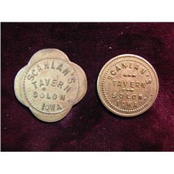 1638. Scanlan's, Solon, Iowa, 5c Round & 5c Scalloped.