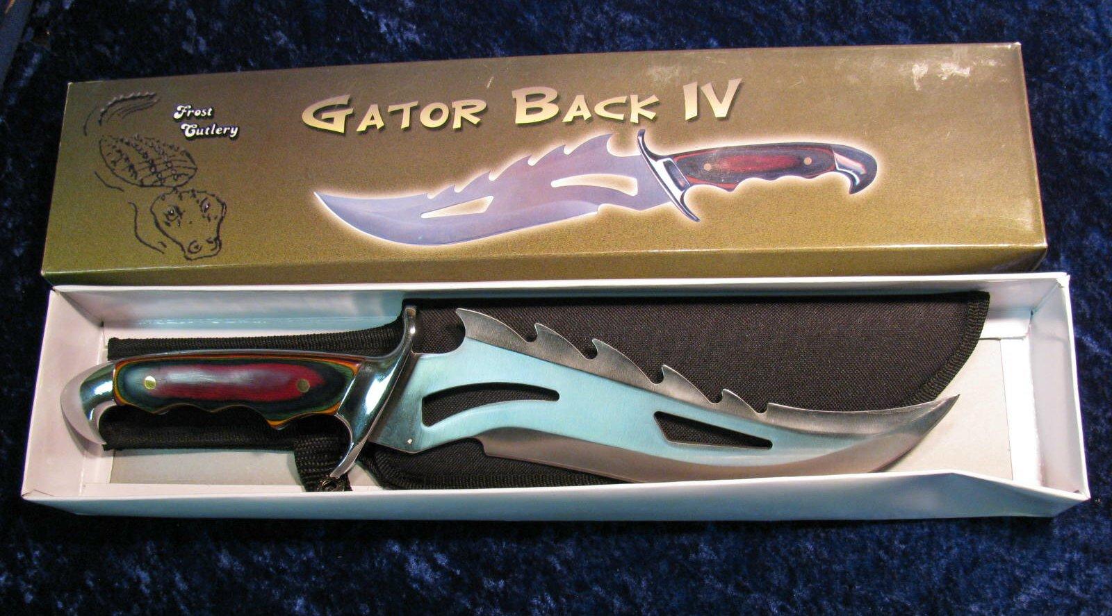 1758. Frost Cutlery Gator Back IV. 16” Sheath Knife.