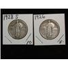 1884. 1926P & 28S Standing Liberty Quarters. F.
