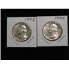 1889. 1943P & 44P Washington Quarters. AU.