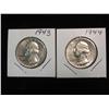 1890. 1943P & 44P Washington Quarters. AU.