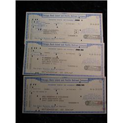 1912. (3) 1962 Chicago Rock Island & Pacific RR. Checks.