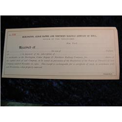 1914. Burlington, Cedar Rapids & Northern RR Co. Certificate.