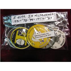 1917. (5) Different University of Iowa Homecoming Badges.