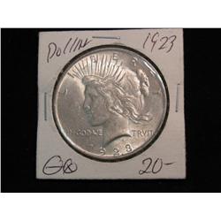1923. 1923P Peace Dollar. Unc. Toning on Rev.