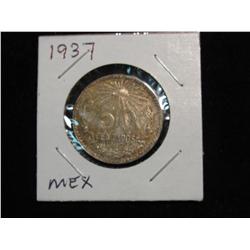 2264. 1937 Mexico Silver 50-Centavos. Toned BU.