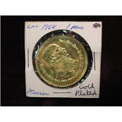 2304. 1964 Mexico Silver Peso. Gold Plated BU.