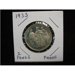 2307. 1935 Hungry Silver 2-Pengo. Proof.