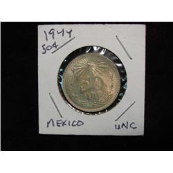 2310. 1944 Mexico Silver 50-Centavos. BU.